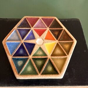 Colorful Geometric Tile Art- Hex Paperweight